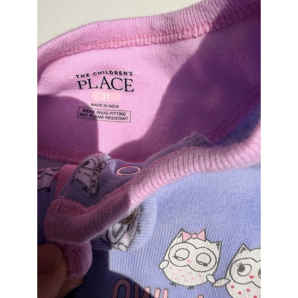 CHILDREN'S PLACE Toddler 3T Footed Pajamas Set Of 2 Pink/Purple Worn Once
